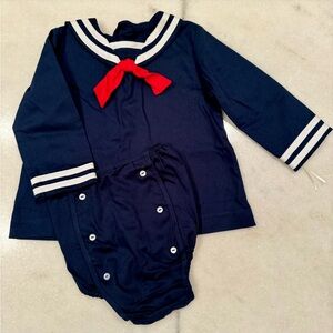 NEW Pixie Lily Navy Blue Sailor Suit Bubble Set Size 18 Months